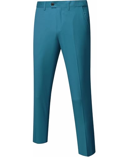 Men's Business Suit Pants Slim Fit Flex Flat Front Pant, Light Blue