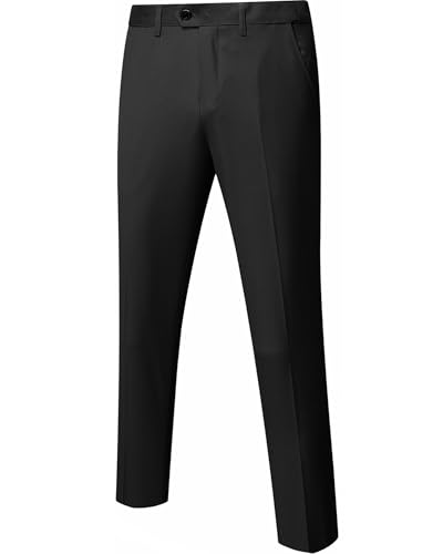 Men's Business Suit Pants Slim Fit Flex Flat Front Pant, Black