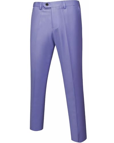 Men's Business Suit Pants Slim Fit Flex Flat Front Pant, Purple