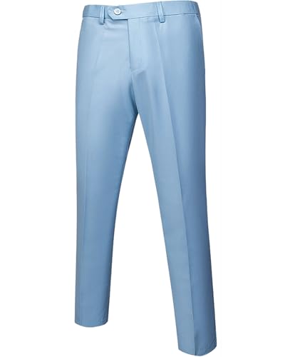 Men's Business Suit Pants Slim Fit Flex Flat Front Pant, Sky