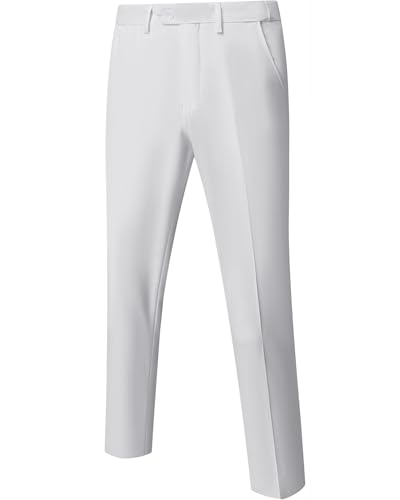 Men's Business Suit Pants Slim Fit Flex Flat Front Pant, White