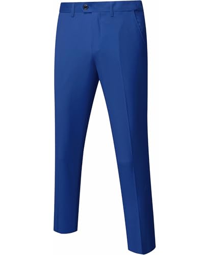 Men's Business Suit Pants Slim Fit Flex Flat Front Pant, Royal Blue