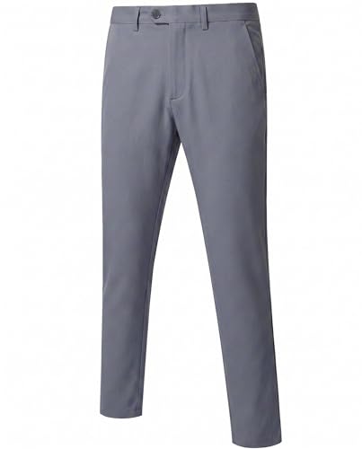 Men's High Stretch Golf Pants, Slim-Fit Flat Front Outdoor Ice Silk Pants of Lightweight, Deep Grey (Gf)