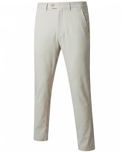 Men's High Stretch Golf Pants, Slim-Fit Flat Front Outdoor Ice Silk Pants of Lightweight, Khaki (Gf)