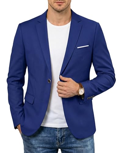 Men's One Button Slim Fit Blazer, Casual Lightweight Suit Daily Jacket Coat, Sapphire